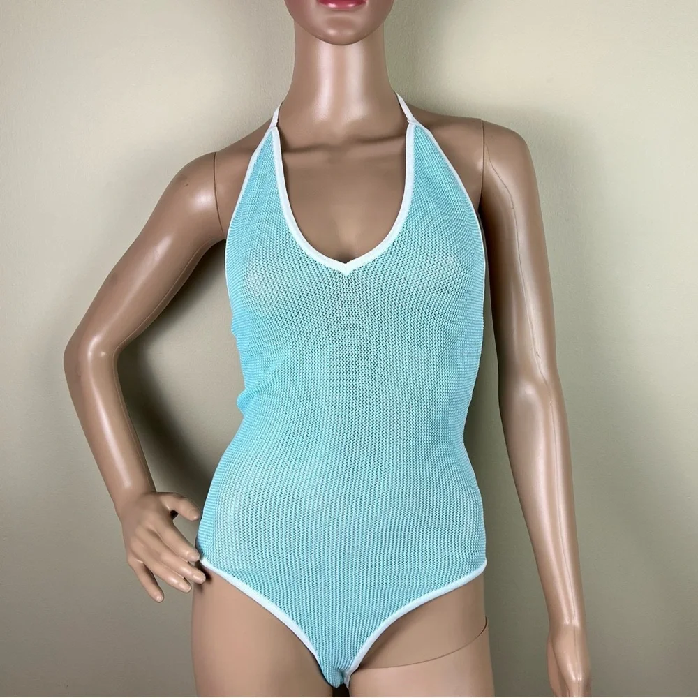 BARDOT BLUE HALTER NECK BODYSUIT - Picture 2 of 7